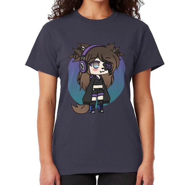 Gacha Life-serien - Karin, den udda goth-tjejen med ögonlappen T-shirt navy XXL