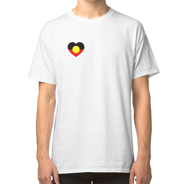 Aboriginal flag heart T-shirt M