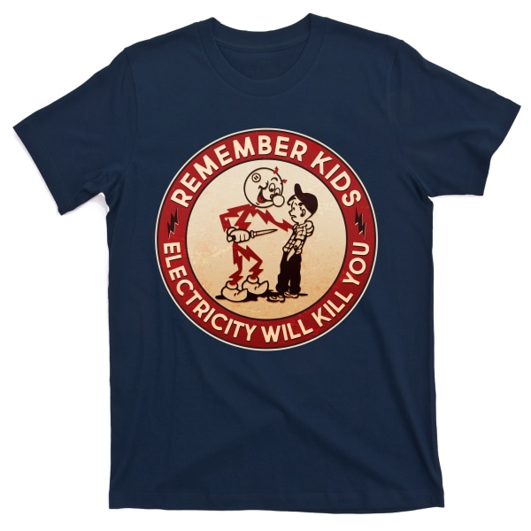Sjov Retro Vintage Elektricitet Dræber Dig Emblem T-Shirt S