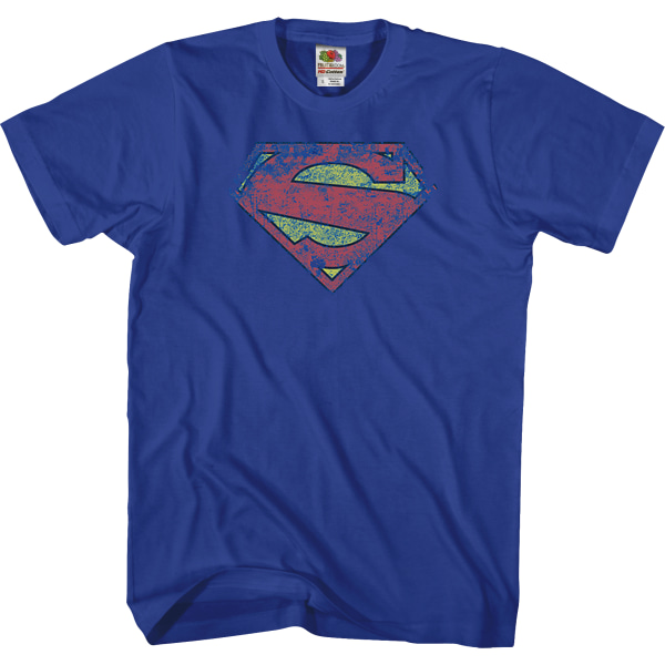 Distressed Logo Superman T-skjorte Ny XL