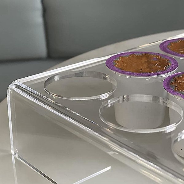 2 förpackningar med 35-plats plattforms-kaffekanna-hållare K-kopp förvaringsbricka transparent akryl kaffekanna