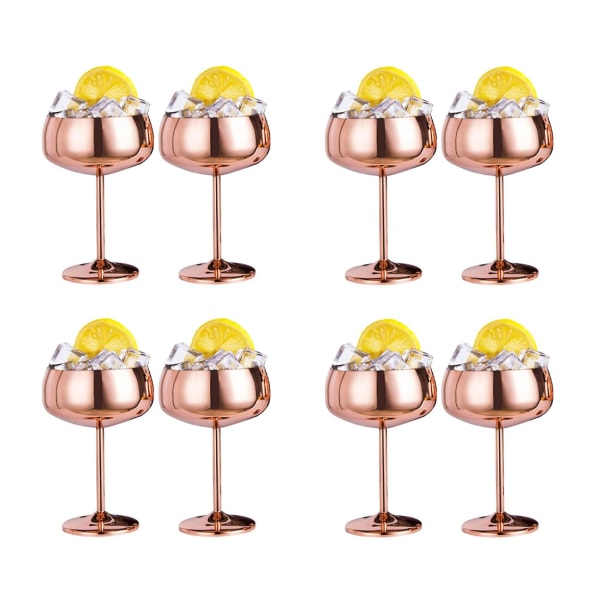 Koppar Coupe Champagneglas Set med 8 rostfritt stål Vintage Martini Cocktailglas Vinglas