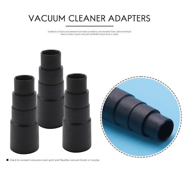 3 stk Vakuumstøvsuger Slange Universal Adapter 32mm 35mm Rengjøringsadapter Børstesugerhode Kobling