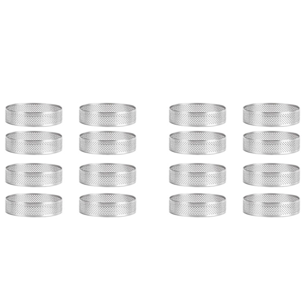 16 st Rostfritt Stål Äggringar, Kakmousse Ring Runda Dubbla Rulla Äggringar Metallform, 8 st 1