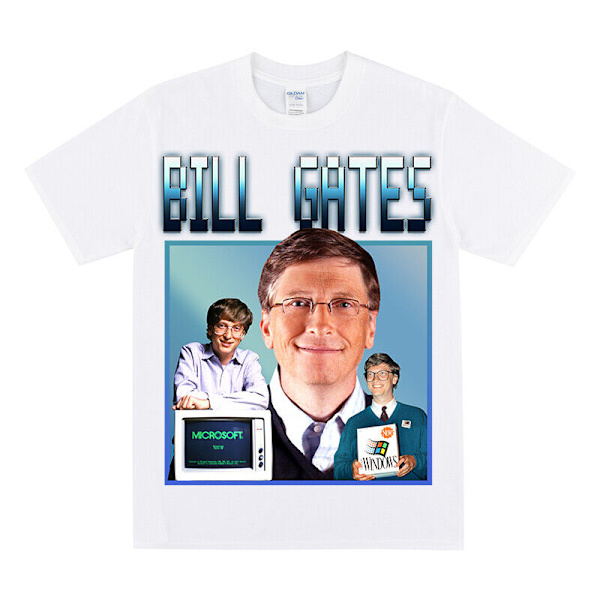 BILL GATES T-shirt Vintage Bill Gates T-shirt Retro 90-talets Bill Gates Tee Unisex Topp White S
