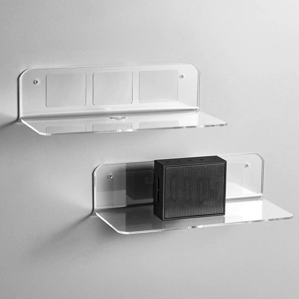 Set med 3 flytande hyllplan med kabelklämmor - utöka väggutrymmet enkelt - liten vägghylla i akryl, S