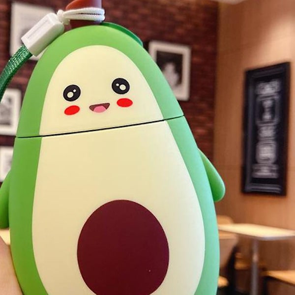 Cartoon Avocado Glas Dubbelväggig Student Enkel Frisk Skog Söt Bärbar Vattenkopp