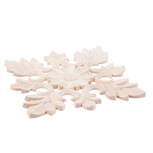 1X Träskärvning Blomma Applikation Hantverk Inlägg Applikation Möbel DIY Dekoration# C: 20*20cm