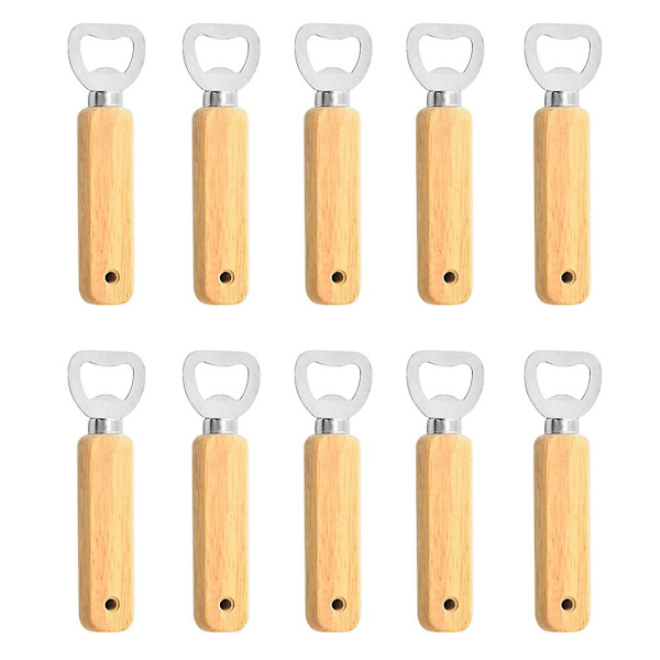 10 stk Flaskeåpner i gummitre, håndholdt, for husholdning/kjøkken/bar