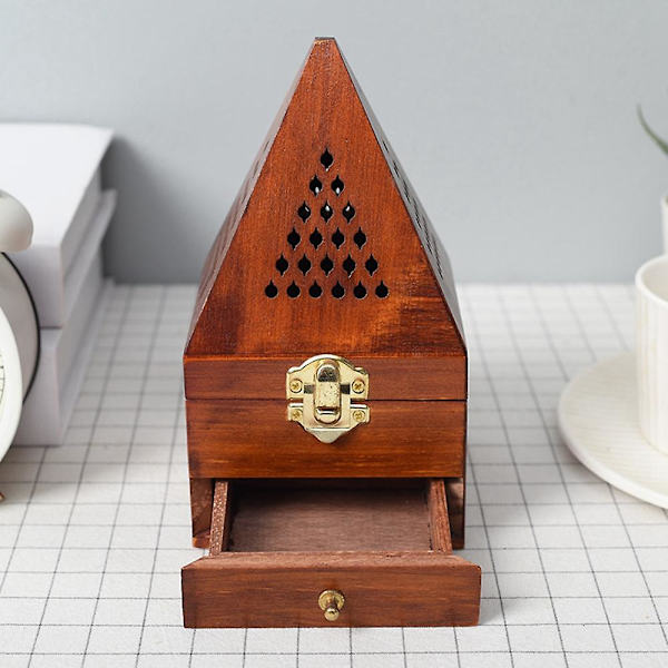 Træ Agarwood Sandeltræ Æskebrænder Antik Aromaterapi Brænder Pyramide Hul Æske