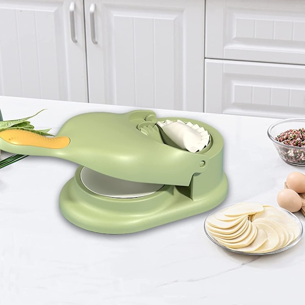 2 i 1 Dumpling Maker, Køkken Dumpling Maker Værktøj, Dumpling Form Tryk, Dumpling Hud Maker Dumpling Former Green