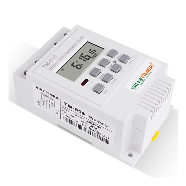 Sinotimer 2X Tm616w-2 30A 220V Elektronisk Ukentlig Programmerbar Digital Tidbryter Relé Timerkontroll