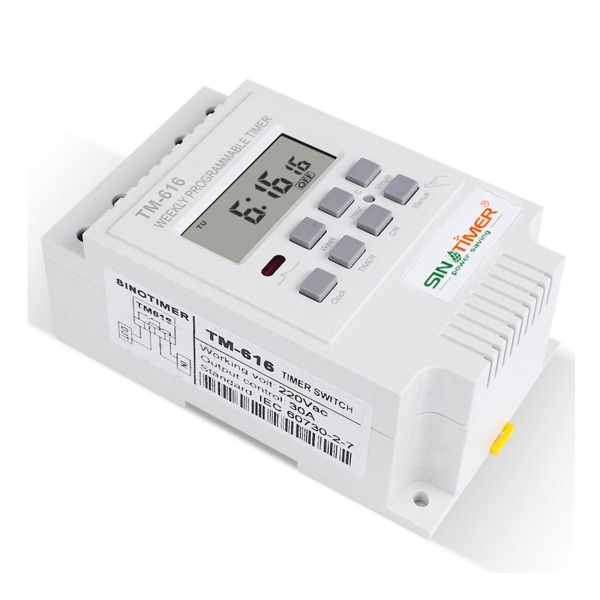 Sinotimer 2X Tm616w-2 30A 220V Elektronisk Veckovis Programmerbar Digital Tidströmbrytare Relä Timerkontroll