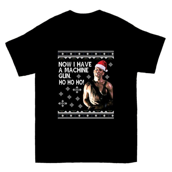 Die Hard Ho Ho Ho Maskingevär Julstickad T-shirt L