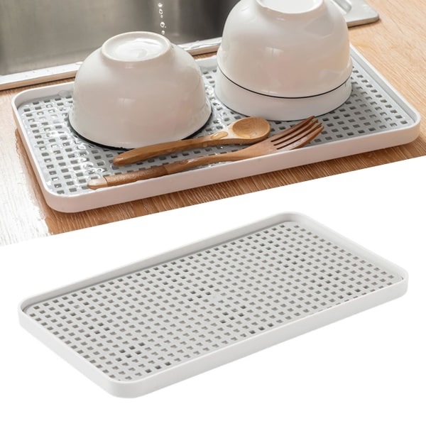 Vann-avløpsbrett Dobbelt Lag Avtakbart Lett Plast Selvdrenerende Oppvaskstativ Plate For Hjemmet White A