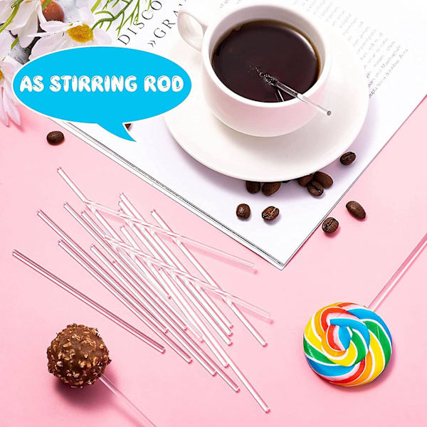 100 stk 6 tommers akryl-lollipop-pinner, klare gjenbrukbare akryl-pinner for lollipop-kake-pops