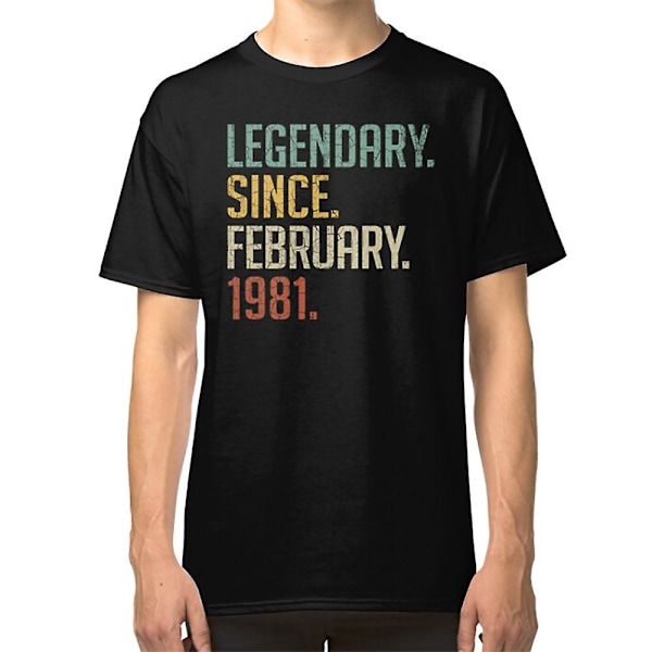 Legendarisk Sedan Februari 1981 40-årsdagspresent 40 År Gammal Vintage Februari 1981 T-shirt XXL