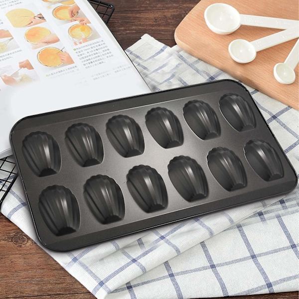 4 förpackningar med non-stick madeleineformar, bakformar 12 med skorpkaka bakplåt choklad non-stick bak