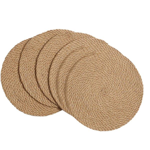 Pyöreät Kudotut Aluslautasen Alusmatot, 6 kpl, Luonnonjute, Käsintehty, 30 cm, Lämpöä Kestävä, Paksu