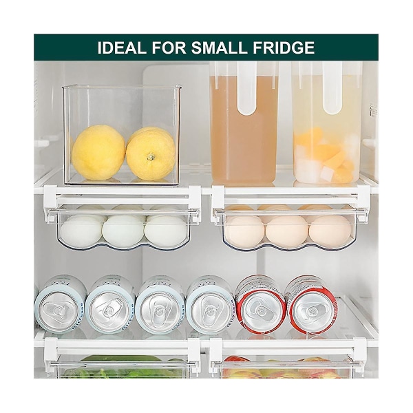 Kylskåpsägghållare, utdragbar ägglåda för kylskåp, förvaringslåda för äggsnäpp, St