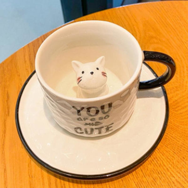 Keramisk Kaffekopp Tekopp Dyr Tegneserie Håndlaget Kopp