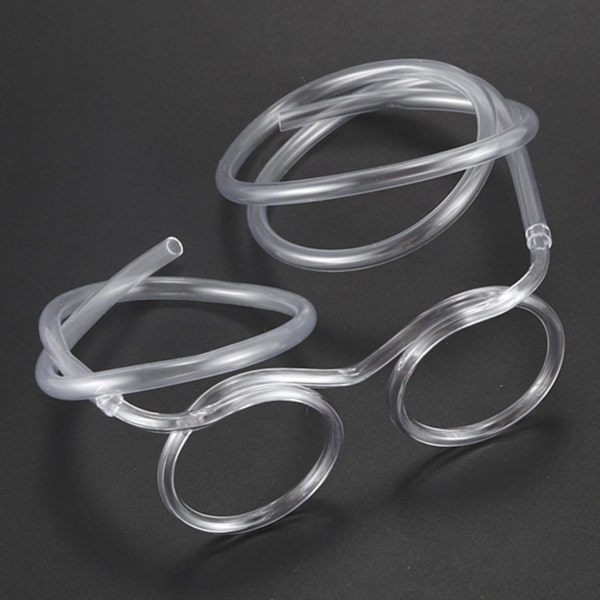 4X Brilleglasformede Drikkestraws - Transparent