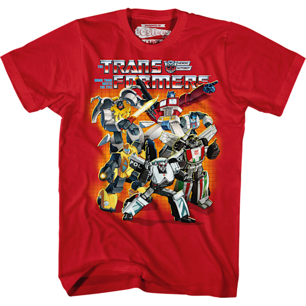 Punaiset Autobotit -kollaasi Transformers T-paita M