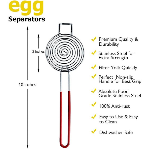 Eggeplomme- og hvite-separator, Rustfritt Stål, 2-delt