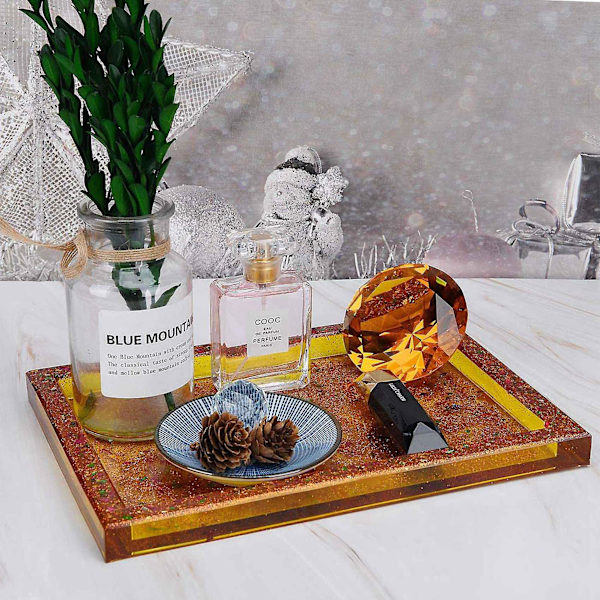 2X Harts Mold Silikon, Epoxi Stor Rektangulär Rullbricka Mold, Harts Serveringsbricka Mold