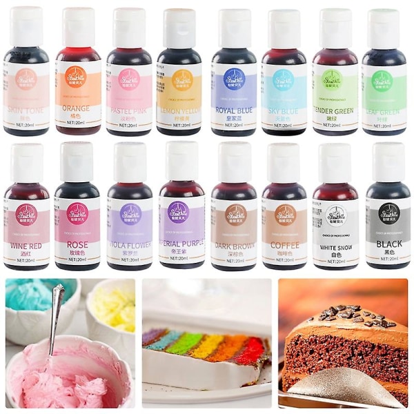 20ml Høykonsentrert Matfarge Lett å Blande Spiselig Kakedekorering Fondantfarge for Bursdag Qinhai Black
