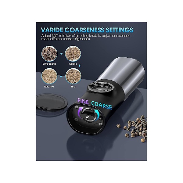 Gravity Electric Salt Pepper Grinder, Latautuva Automaattinen Pippurimylly, Säädettävä Karkea Mylly