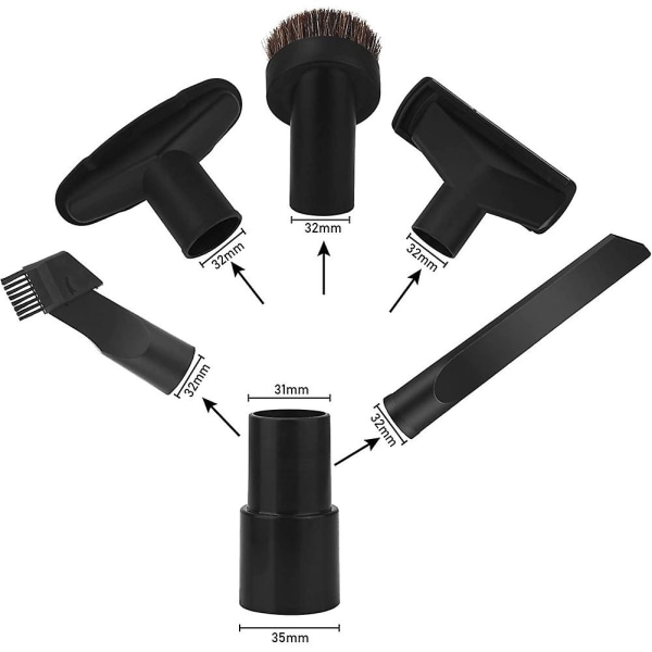 Dammsugare munstycke borstar set - Universal 6 delar munstycke spalt munstycke borst munstycken 35 mm till 3