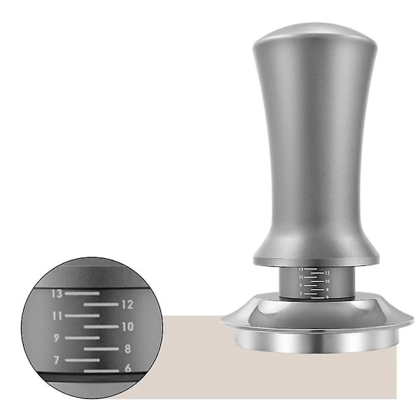 Justerbar Kaffetamper med Dybde, Gradert 30lb Espresso Fjær Kalibrert Tamper Rustfritt Stål