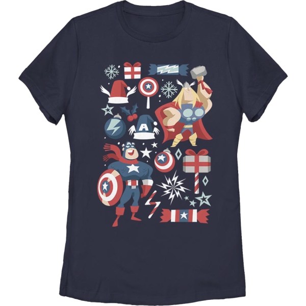 Dam Captain America och Thor Marvel Comics Julskjorta Ny XXL