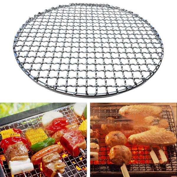 Grillnät i Rostfritt Stål, Stapelbar Design, Rund, Rostfri, för Utomhusgrillning 18cm