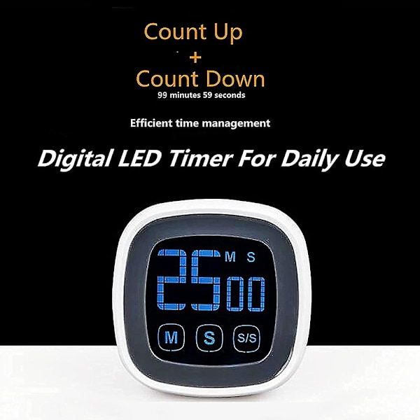Köktimer Kockning Pekskärm LCD Klassrumstimer Digital Timer Spel Möte Fitness