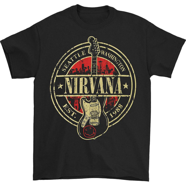 Nirvana Est 1988 Gitarrstempel T-skjorte S