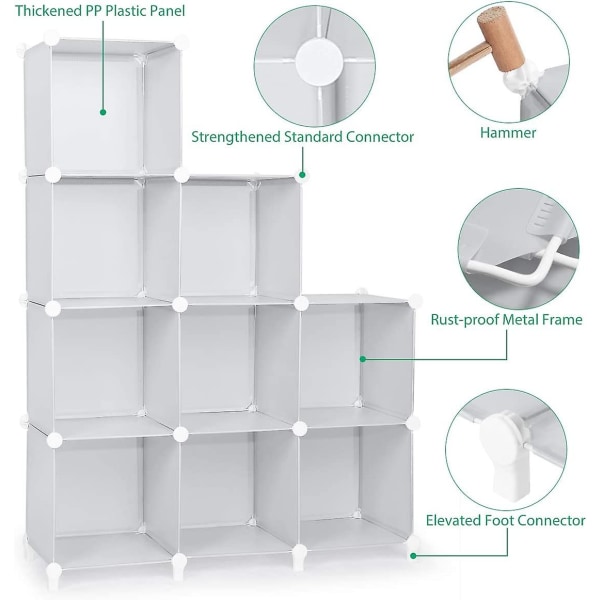 Cube Storage 9-kubs Garderob Organizer Förvaringshyllor Kuber Organizer Gör-det-själv Bokhylla Bokhylla Plast Cube Hylla