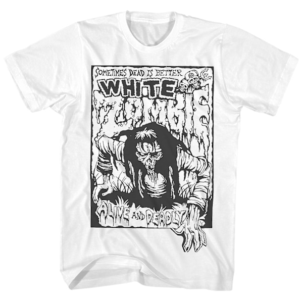 Hvit Zombie T-skjorte Alive And Deadly White Zombie Skjorte M