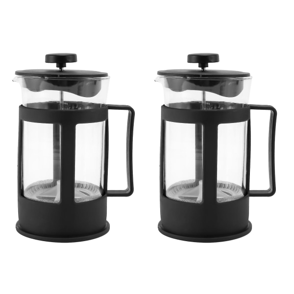 2X glas fransk press kaffebryggare, 600 ml kaffepress, värmebeständigt borosilikatglas