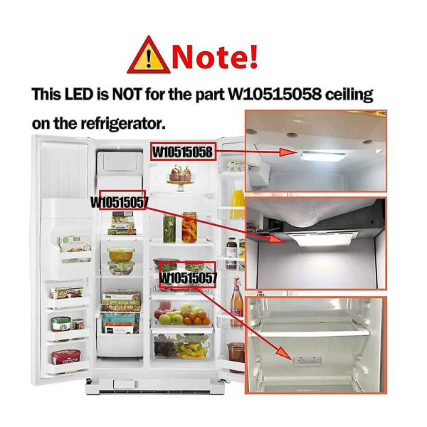 wpw10515057 W10515057 LED-ljusbräda för kylskåp (endast PCB)