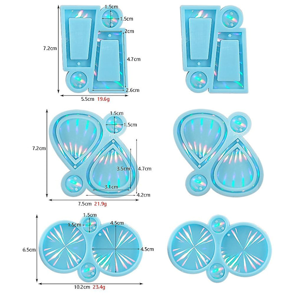 Holografisk ljus- och skuggepoxy silikonform DIY holografiskt örhängehänge epoxyharts