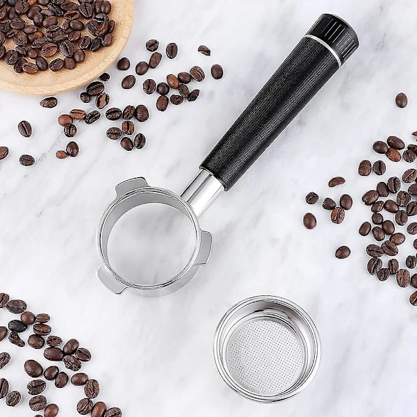 54 mm pohjaton portafilteri, 53 mm espresson tamppaaja 8-sarjan espressokoneille, korilla, hopea