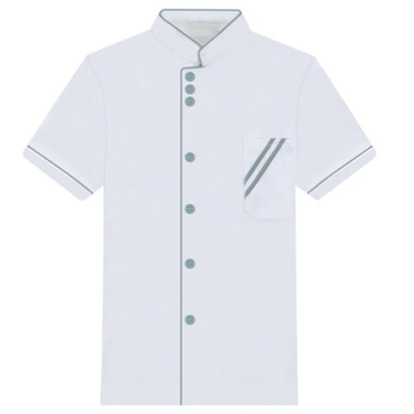 Unisex kort långärmad kockjacka kappa Hotell kök Service Uniform arbetskläder White and Blue XXXL Long Sleeve