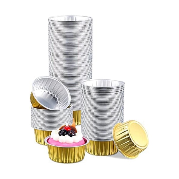 Foliekoppar Minibakmuggar Guld Cupcake Liners Runda engångsfoliemuffinsformar