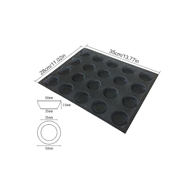 20 Huller Silikonform Kage T Mini Pizza Model Rundt Brød Burger Form Non-stick Bagepande Værktøj