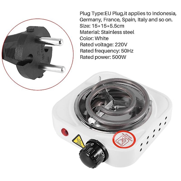 220V 500W Elektrisk Spis Värmeplatta Järnbrännare Hemkök Kokare Kaffe Värmare Hemlagning