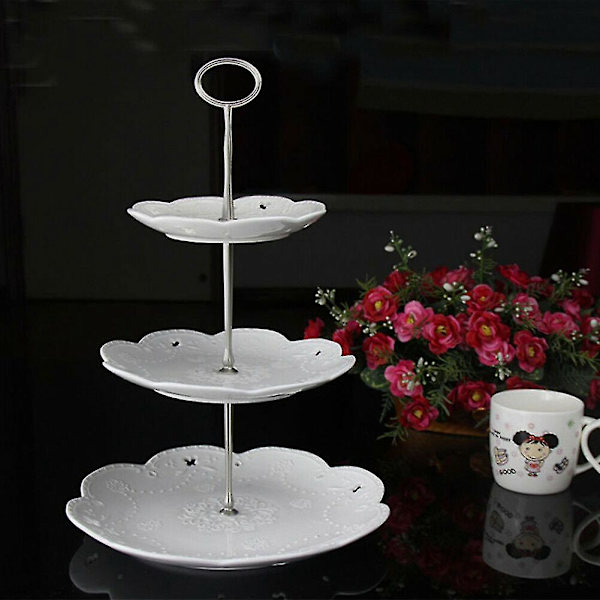 2/3-trinns kakepinneplateholder håndtak montering jernvare bryllup festforsyninger Silver 2 Tier