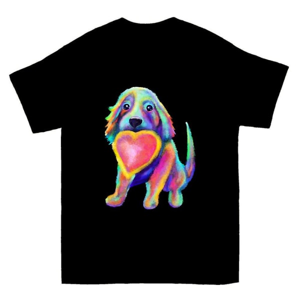 Blød Pastel Elskelig Regnbue Hvalp T-shirt S