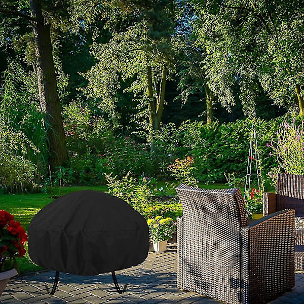 Stor Ildstedsdækning Vandtæt Rund, Robust 420d Oxford Anti-UV, Sort, 85 X 40cm (Størrelse: 80cm*65cm)
